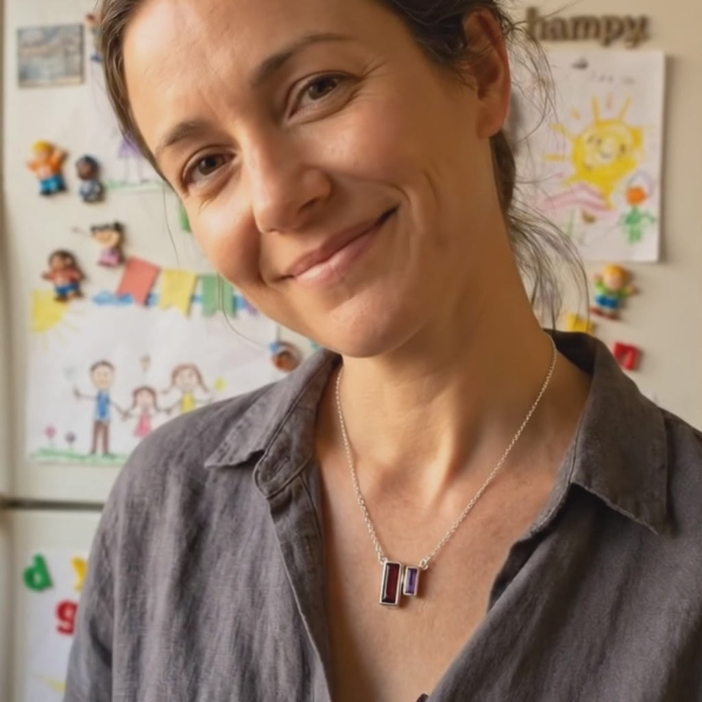 Video showcasing Personalized mom necklace with children’s birthstones in gold