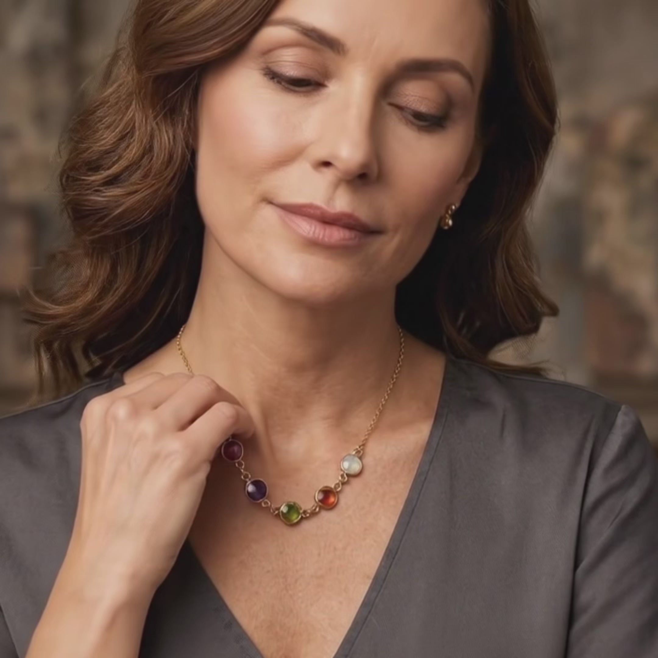 Video showcasing Family birthstone necklace custom gold filled necklace for mom gift