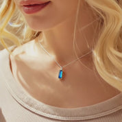 Secret message labradorite necklace with custom side engraving, minimalist vertical bar pendant in gold