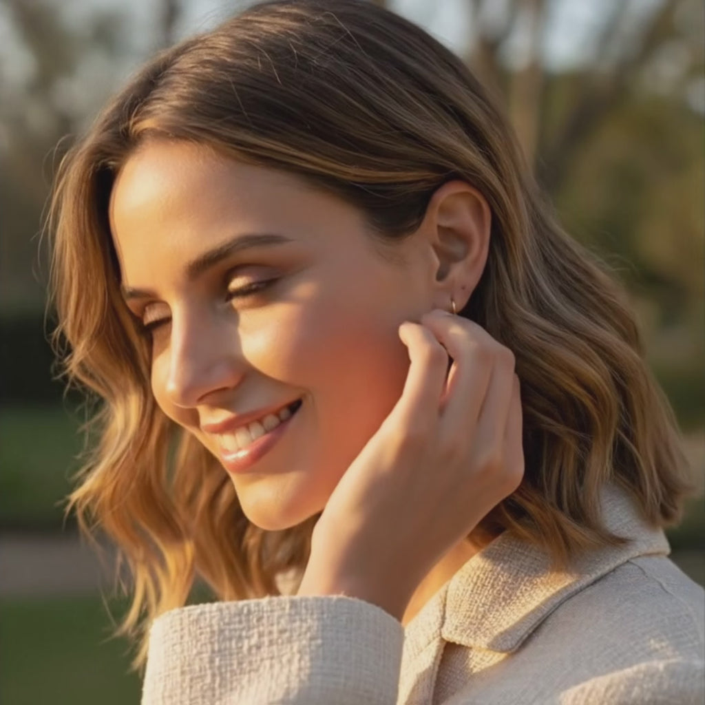 Custom birthstone flower earrings in gold featuring dainty floral drop designs with colorful gemstone centers, personalized floral jewelry for women, handmade birthstone dangle earrings in large and small flower styles