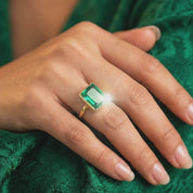 Natural Birthstone rectangular bezel rings available in a variety on natural stones:  citrine, november birthstone ring and oval peridot August birthstone ring. Aquamarine, Emerald, Moonstone, Ruby, Sapphire, Fire Opal, Blue Topaz, Green Tourmaline. Ready for gift giving in Danique Jewelry Branded Box. Available in Yellow or Rose gold or in Sterling Silver