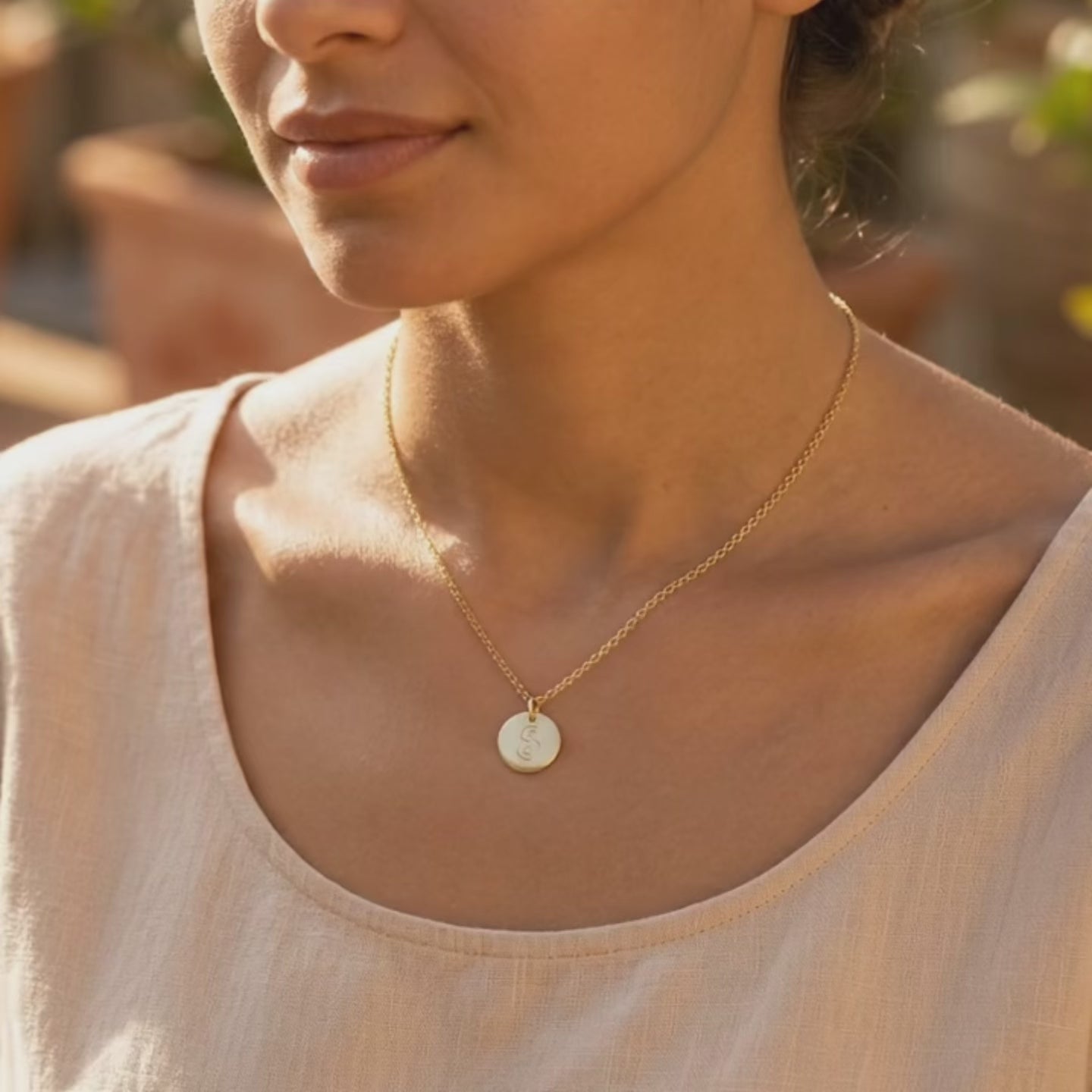 Dainty Initial Disc Necklace, Personalized Initial Necklace for Women, Sterling Silver or Gold Filled Jewelry for Her, Engraved Mother's Day Jewelry