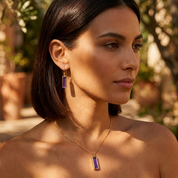 Amethyst baguette birthstone bar necklace, personalized name pendant February Birthstone : Adira Series