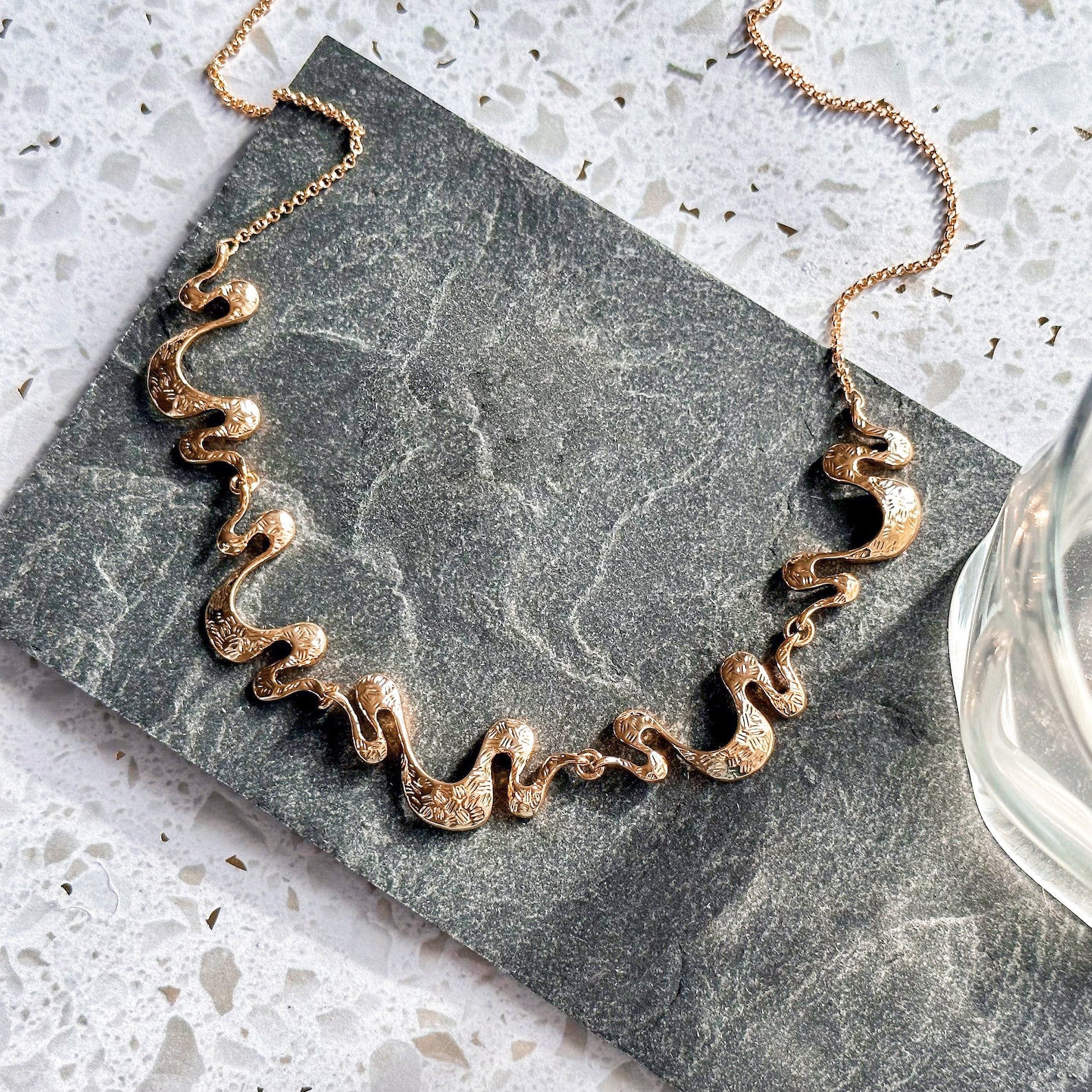 Boho Style Gold Waves Necklace