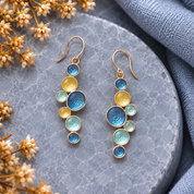 Boho Bubble Cluster Necklace and Earrings Set, Multicolor Abstract Statement Jewelry