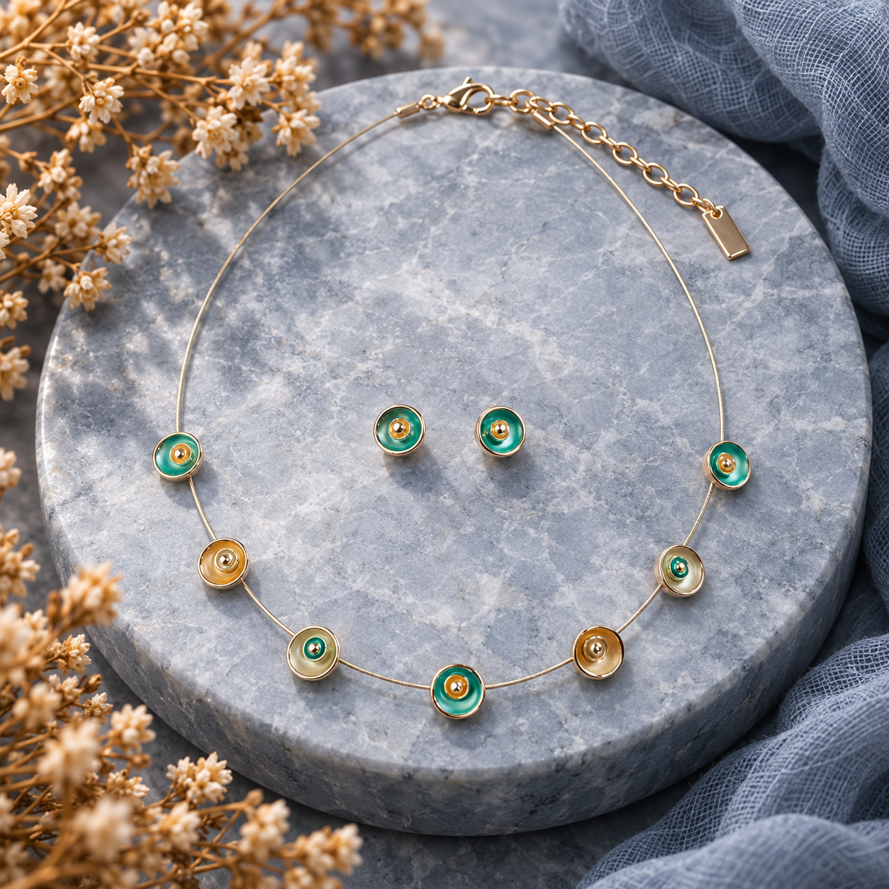 Abstract Flower Blossom Necklace, Boho Style Custom Geometric Necklace, Multi Circle Necklace, Rose Gold Floral Necklace, Gift for Wife, Gift for Her