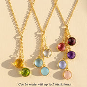 Set of colorful birthstone lariat necklaces, custom family necklace for mom or grandma