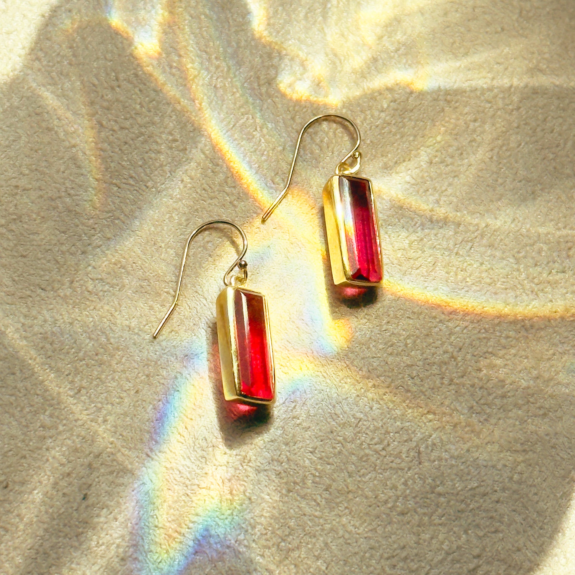 Ruby Bar Earrings : July Birthstone : Adira Series