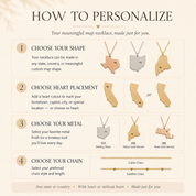 How to personalize a custom state or county necklace with shape, heart and metal options