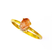  a prong set Oval natural Sunstone cabochon ring. 18K Vermeil Gold Prong Black Star Sapphire Ring, Celestial Jewelry, Star Jewelry, Bridal Jewelry, Black Star Sapphire Oval Solitaire Ring, Dainty Gold Stacking Ring Gift for Her. Sunstone Orange color lover, fall favorites