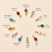 6mm Crystal Birthstone Charm Add-On, for Necklace or Bracelet in gold or sterling silver