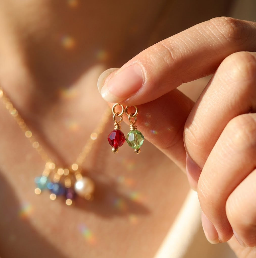 6mm Crystal Birthstone Charm Add-On, for Necklace or Bracelet in gold or sterling silver