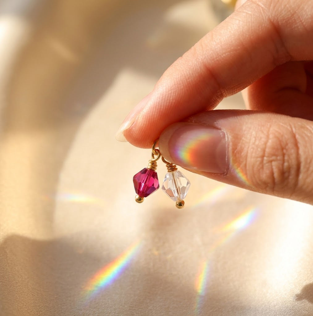 6mm Crystal Birthstone Charm Add-On, for Necklace or Bracelet in gold or sterling silver