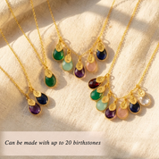 multiple birthstone charm necklace custom family necklace for mom grandma gift personalized jewelry
