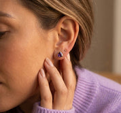 Triangle Amethyst Stud Earrings, Gold or Sterling Silver February Birthstone Gift
