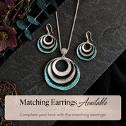 Boho triple circle necklace with matching geometric earrings
