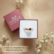 Custom birthstone ring for mom presented in gift-ready jewelry box, adjustable gold mother’s ring with sapphire, citrine, and diamond stones, personalized family keepsake perfect for Mother’s Day gift.