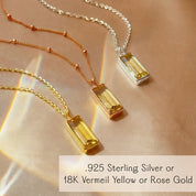 Citrine baguette necklace in 925 sterling silver 18K yellow gold and rose gold vermeil