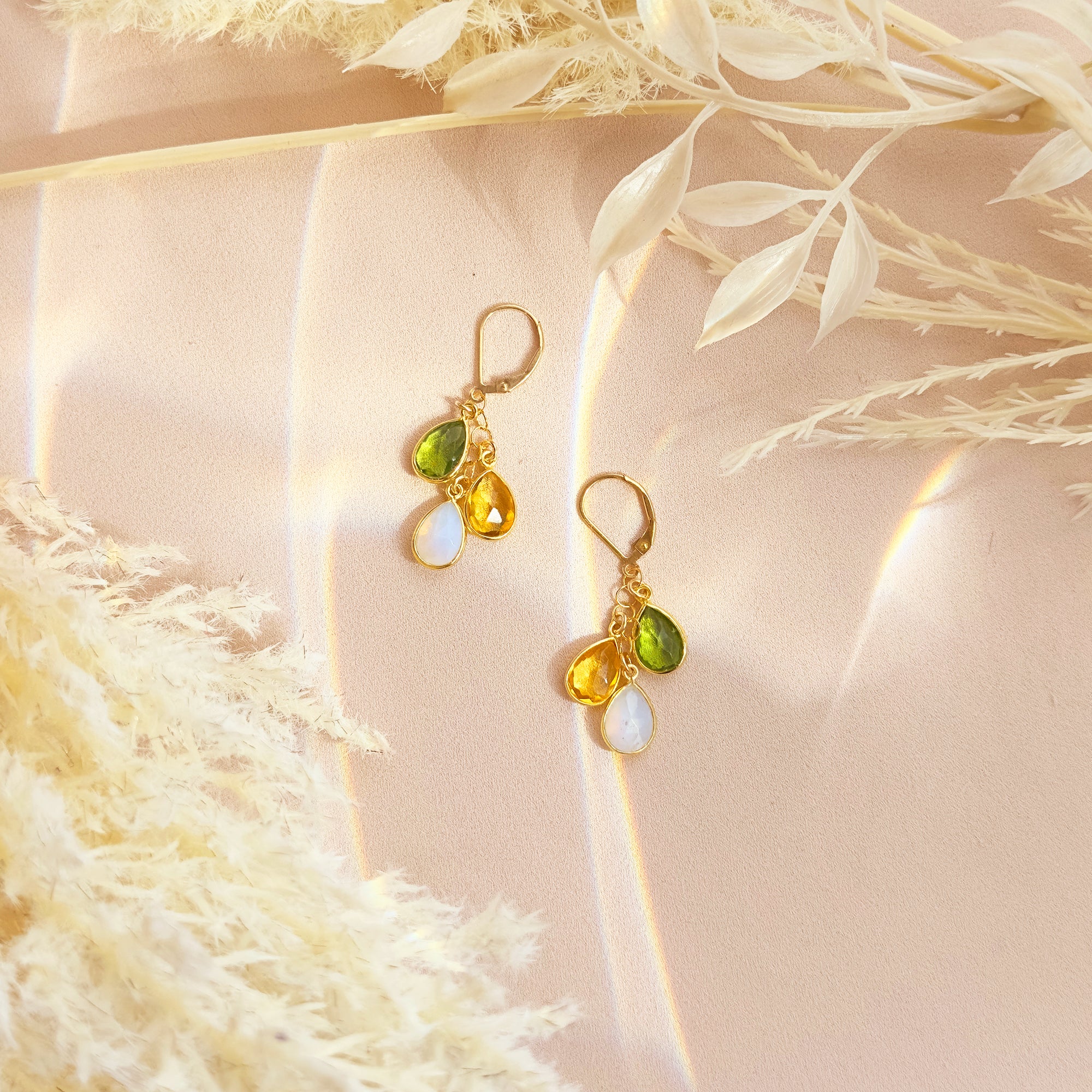 Mother's Birthstone Cascade Earrings, Personalized Teardrop Dangle Earrings, Multi Stone Drop Earrings, Mother's Day Gift, Birthstone Jewelry for Mom