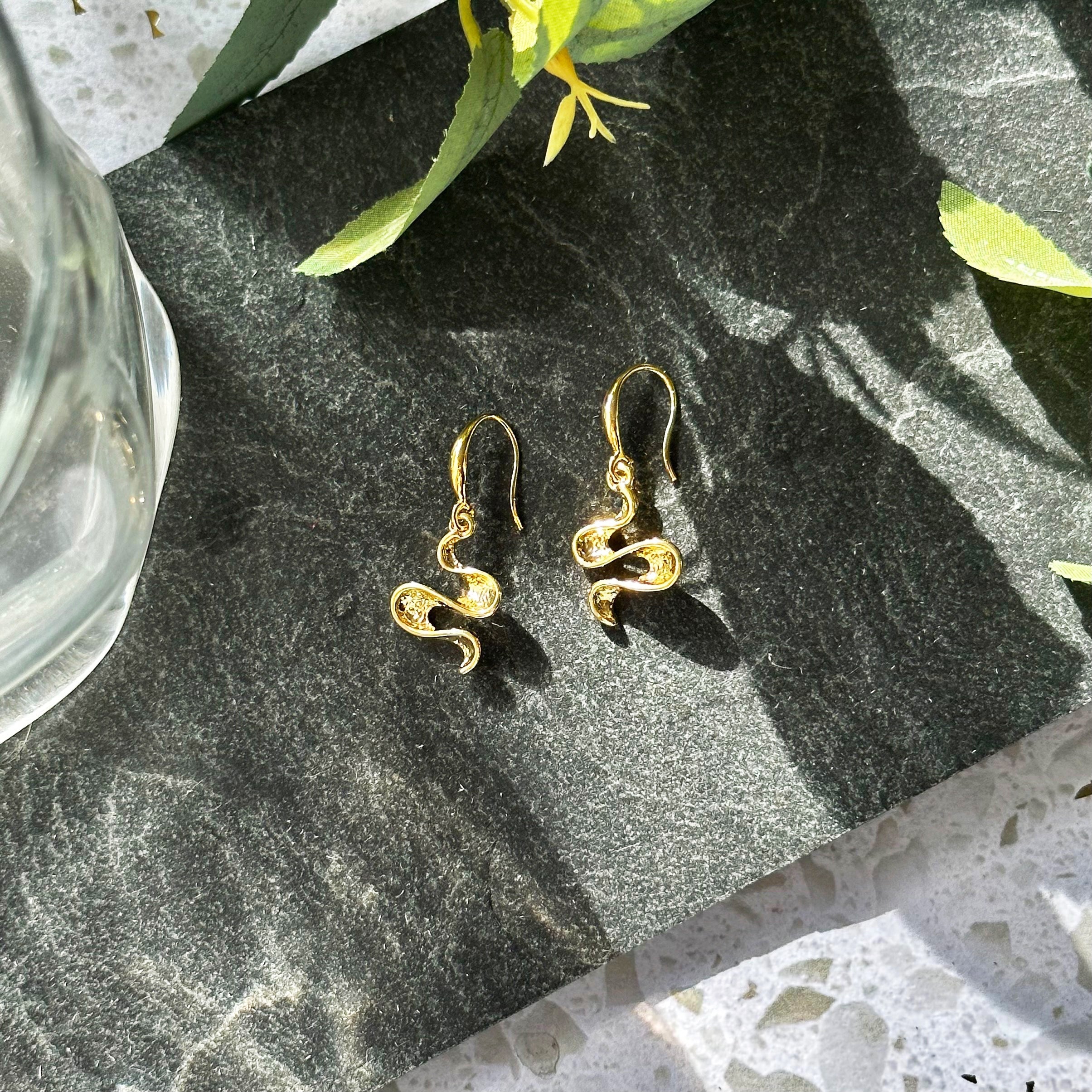 Boho Style Gold Waves Earrings