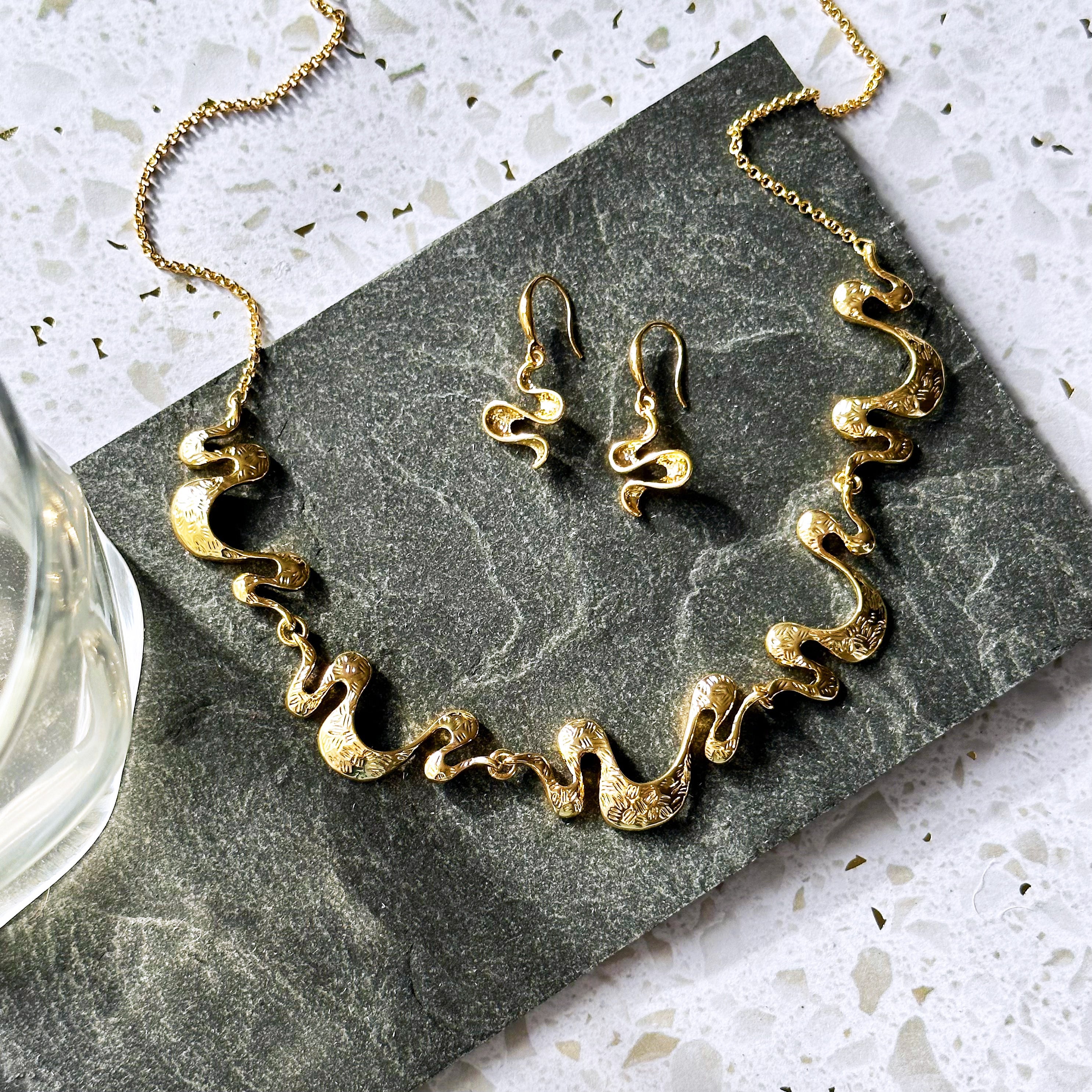 Boho Style Gold Waves Necklace