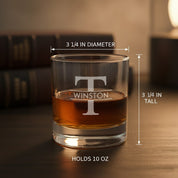 Laser engraved whiskey glass close-up detail. Great Valentines day gift for him, dad, grandpa, husband 