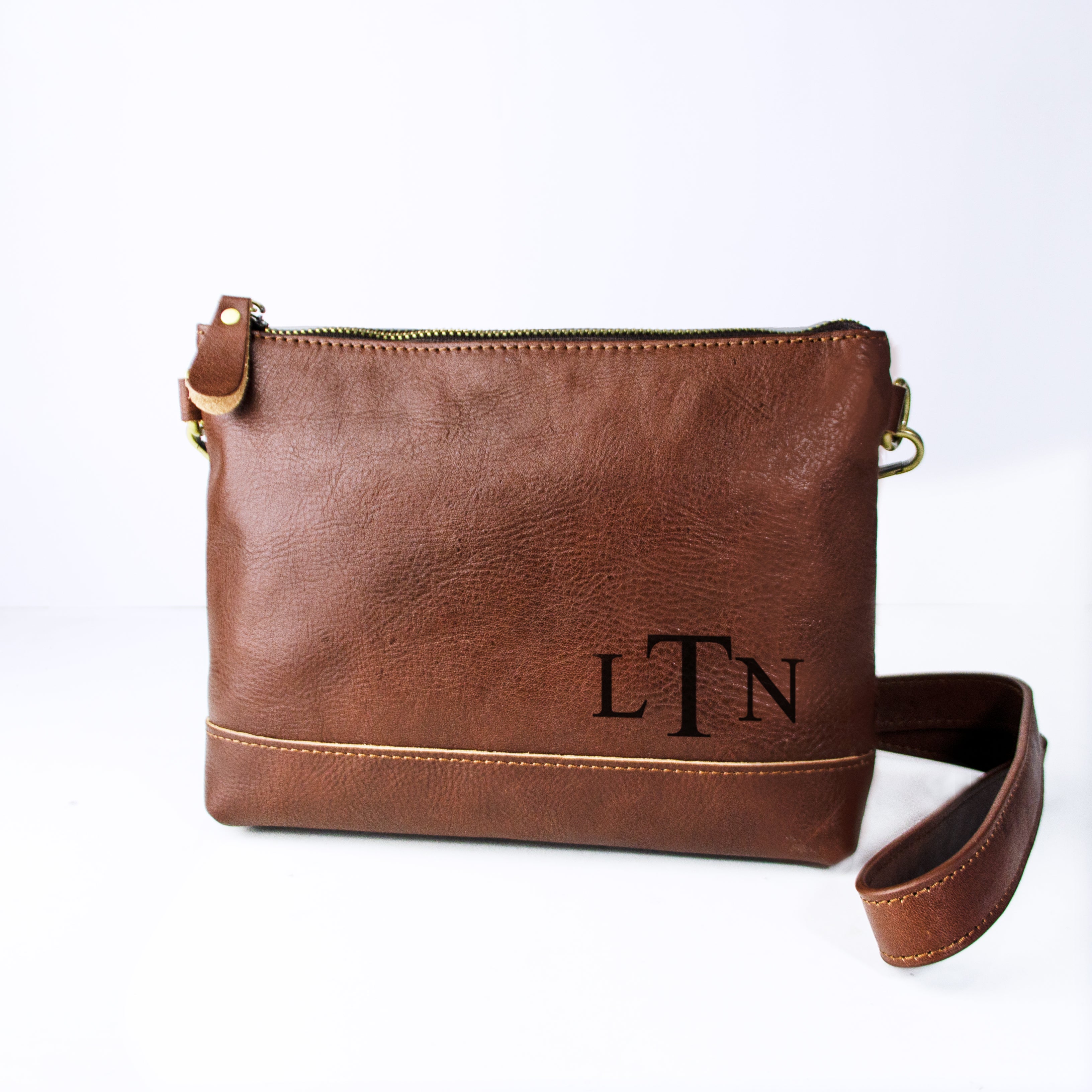 Espresso Dark Brown Leather Shoulder Bag Personalized with an Engraved Serif Font Monogram. Genuine Brown Leather Purse, Custom Engraved Gifts for Girls, Personalized Bag.