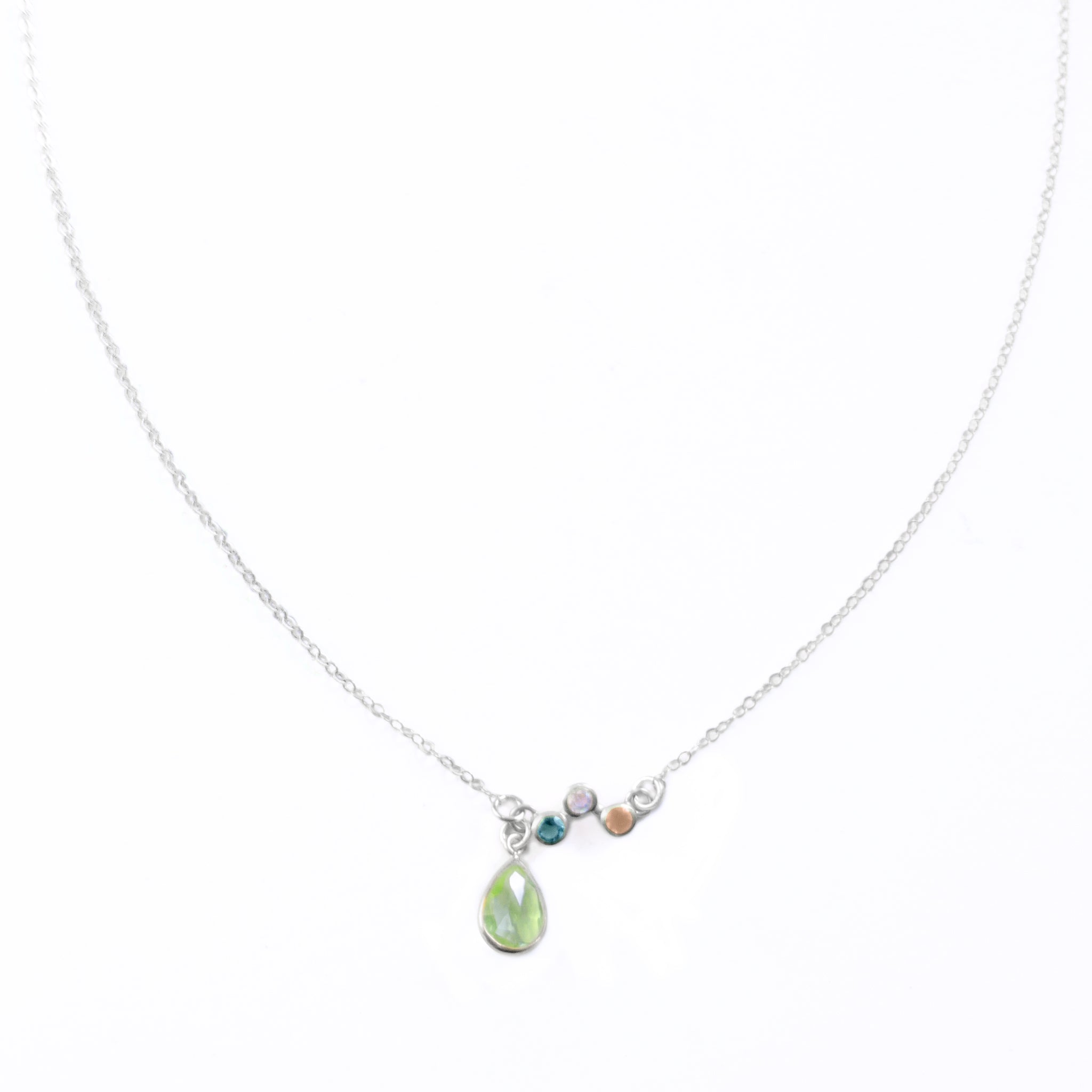 Personalized ZigZag Teardrop Birthstone Necklace