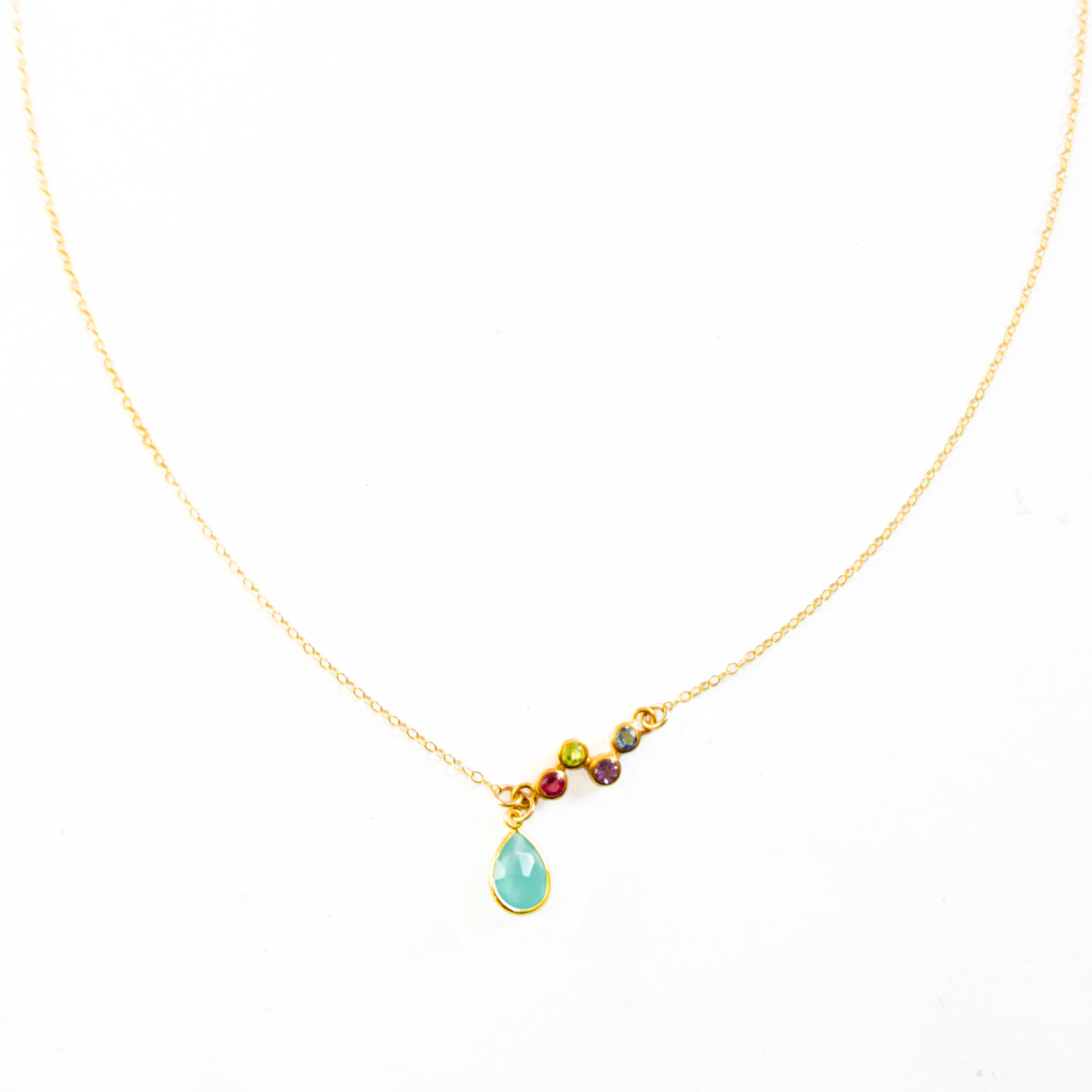 Personalized ZigZag Teardrop Birthstone Necklace