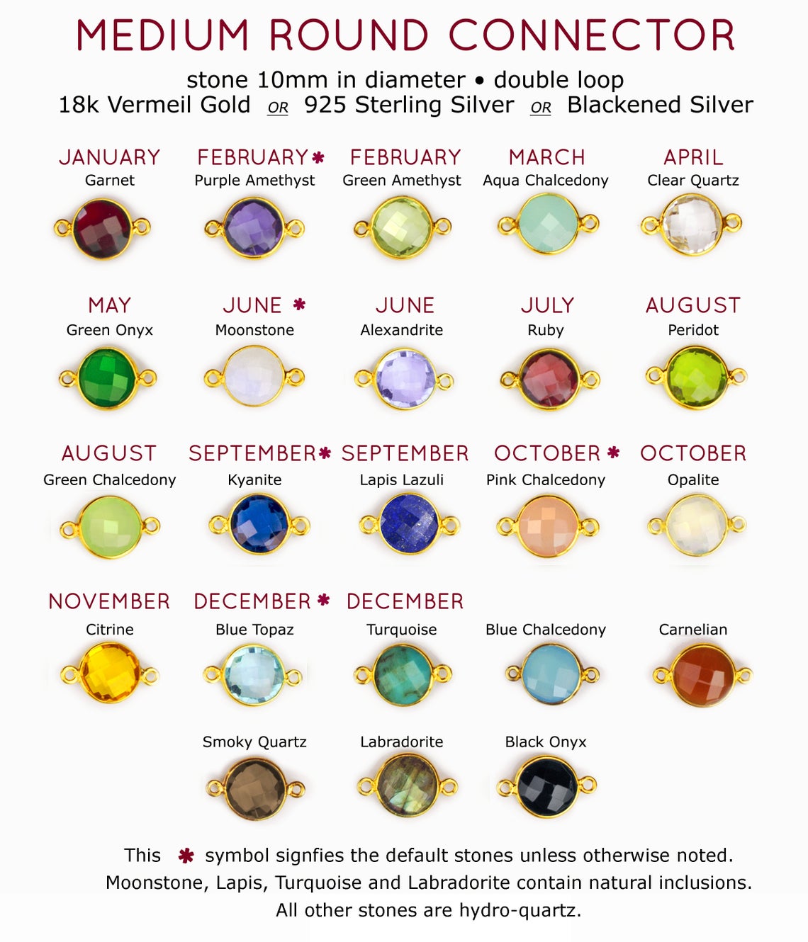 Natural Round Birthstone Connector Necklace