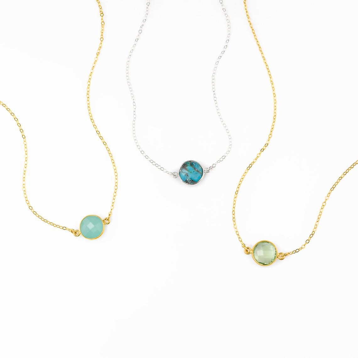 Natural Round Birthstone Connector Necklace