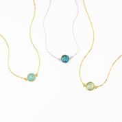Natural Round Birthstone Connector Necklace