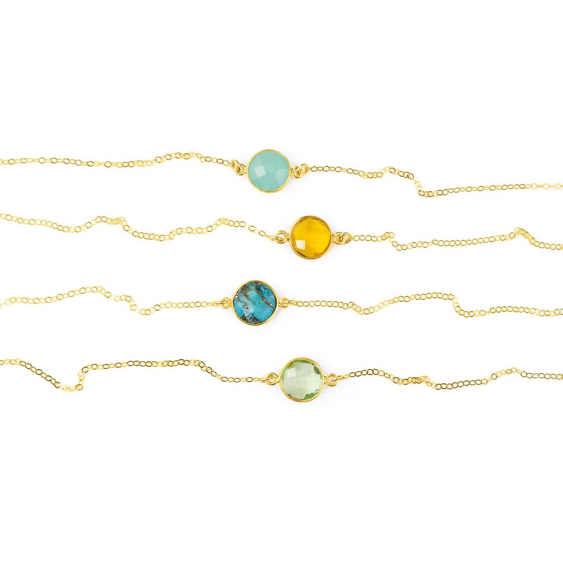 Natural Round Birthstone Connector Necklace