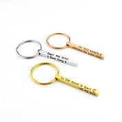 Yellow Gold tone Rose Gold tone Stainless Steel Small 3D Bar Keychains Special Date Engraving Secret Message engraving