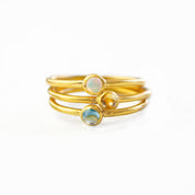 Dainty Stacking Opalite Cabochon Ring - October Birthstone