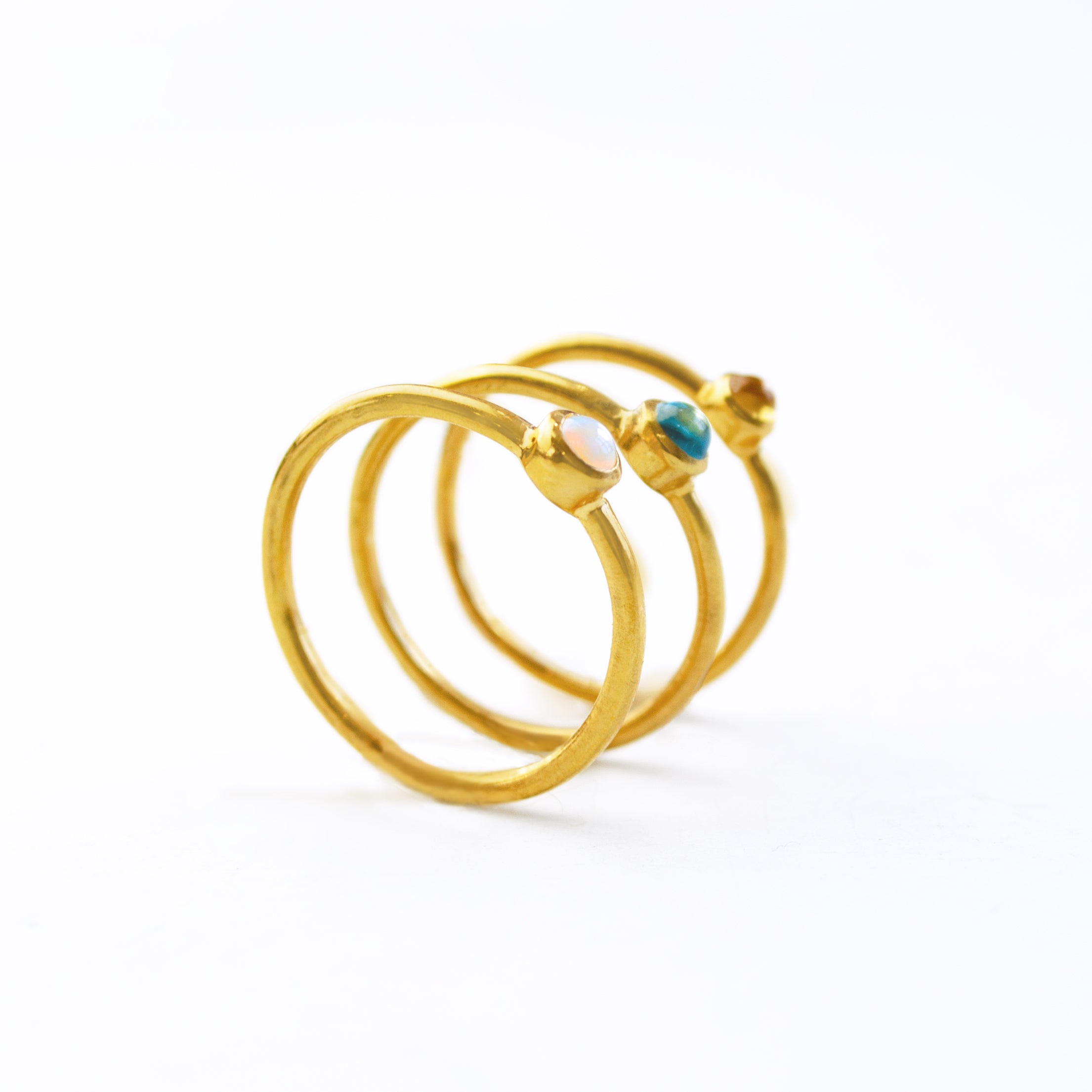 Dainty Stacking Opalite Cabochon Ring - October Birthstone