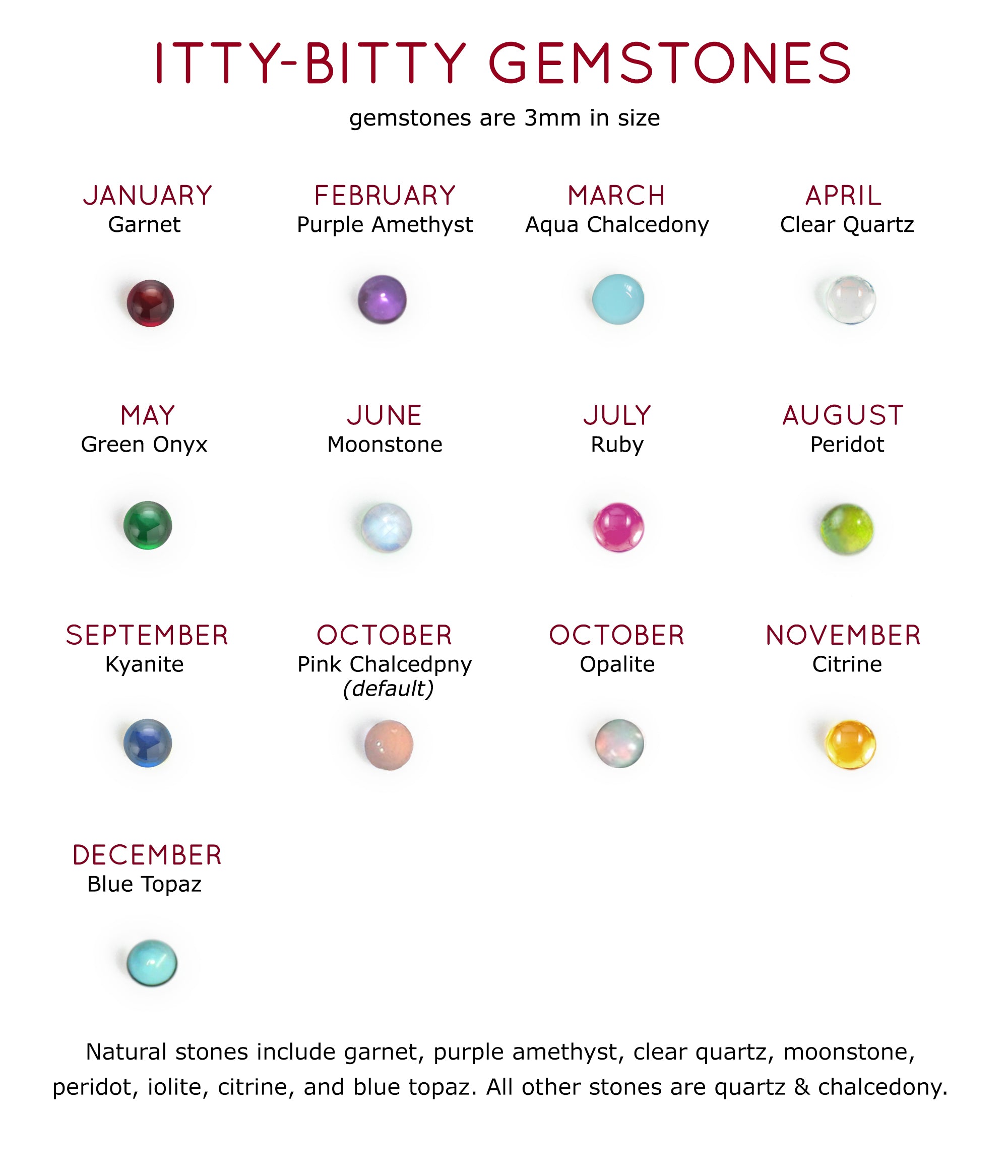Tiny Stacking Mother's Birthstone Cabochon Rings