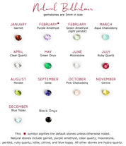 Natural gemstone collection includes 3mm garnet, purple amethyst, clear quartz, moonstone, peridot, ruby quartz, iolite, citrine and blue topaz. All other stones are hydro-quartz.