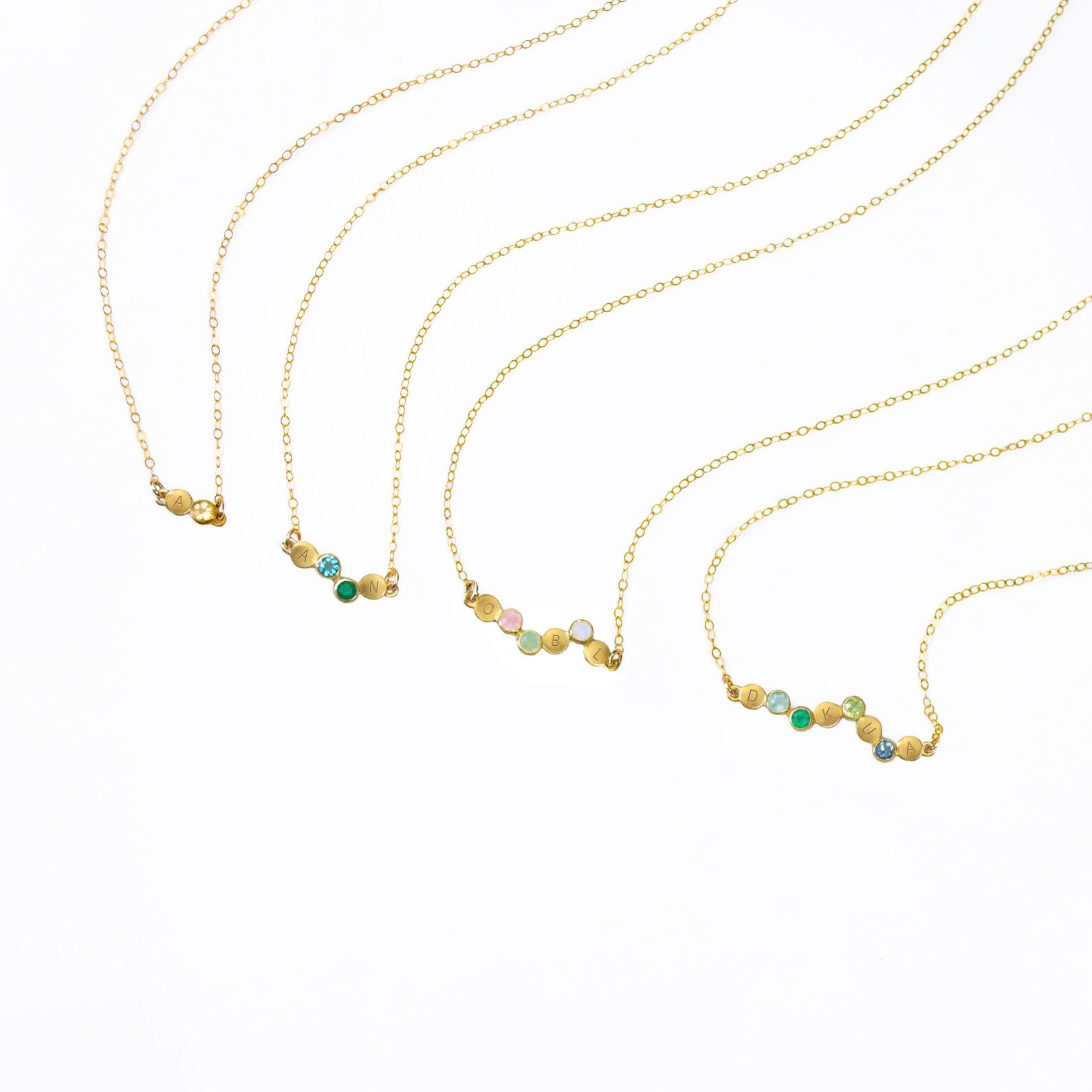 Cherished Connections Birthstone and Initial Necklace Horizontal Connector Pendant