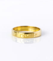 A custom engraved ring with handwriting.  Personalized fingerprint ring, thin engraved band, sterling silver jewelry, gold 4mm band, rose gold custom ring, engraved names and dates, coordinates, heartfelt gift, photo engraved ring, elegant keepsake, stylish design, unique accessory