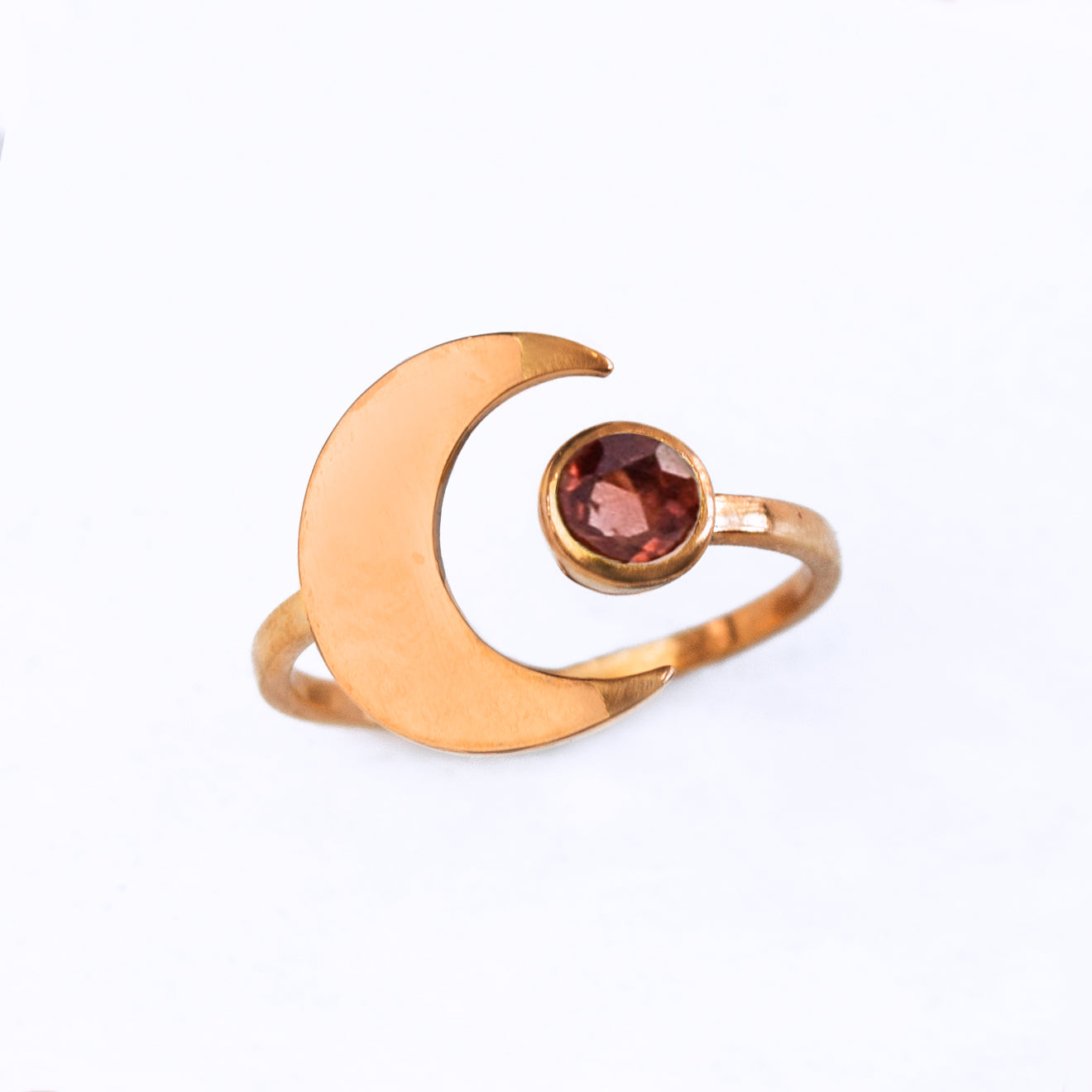 Personalized Crescent Moon Adjustable Ring, Custom Engraved Moon & Birthstone Ring for Women, 925 Sterling Silver, 18k Gold Vermeil, Christmas Gift