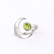 Personalized Crescent Moon Adjustable Ring, Custom Engraved Moon & Birthstone Ring for Women, 925 Sterling Silver, 18k Gold Vermeil, Christmas Gift