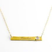 April Custom Bar Necklace with Bezel Birthstone