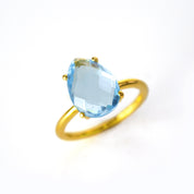 Sky Blue Topaz Teardrop Prong Set Ring • December Birthstone