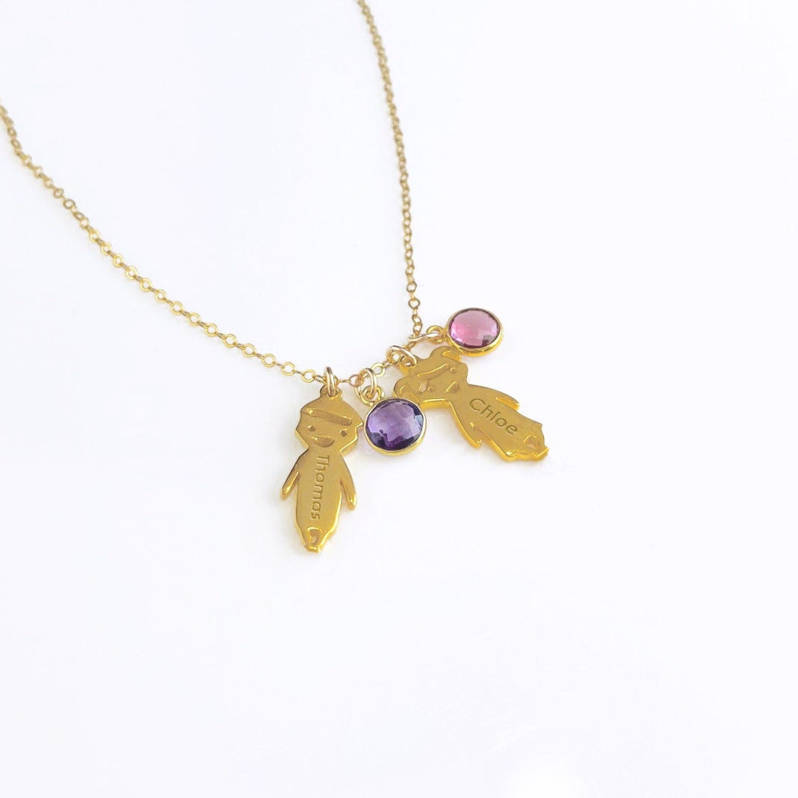 kids names and birthstones, gold or silver, gift for mom of 2