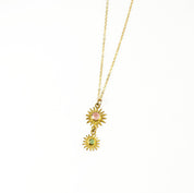 CustomSunBurstNecklaceMomBirthstoneSunshinePendant RoseGoldCelestialStarNecklace BezelSetMothersDayGiftforher MomGift