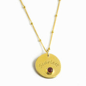 January Engraved Disk Pendant Necklace