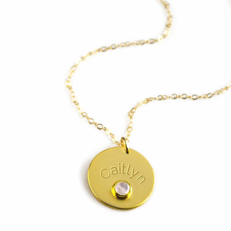 May Engraved Disk Pendant Necklace
