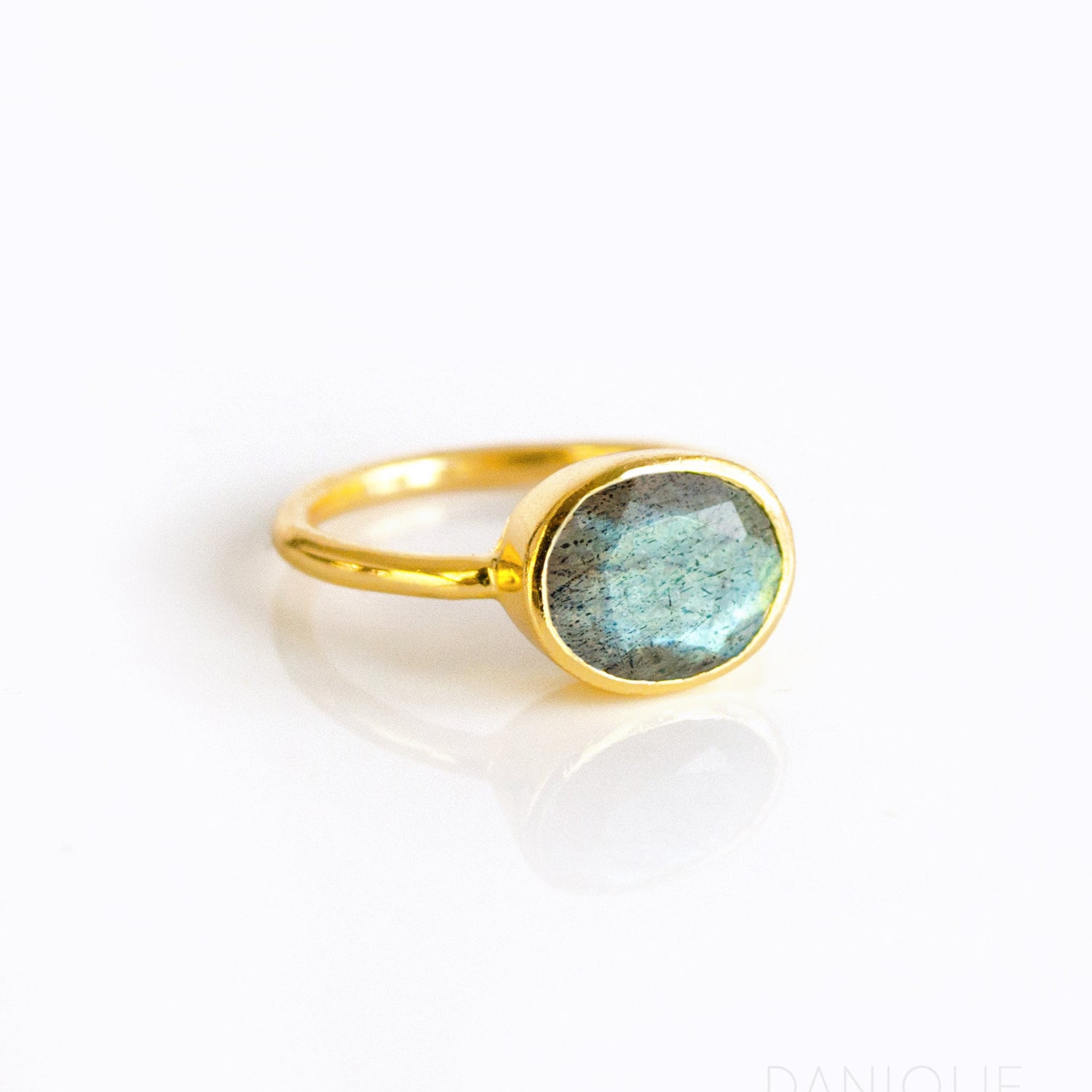 gold plated oval stacking rings with labradorite gemstone. birthstone rings, gemstone rings stack ring stackable rings bezel set bezel setting