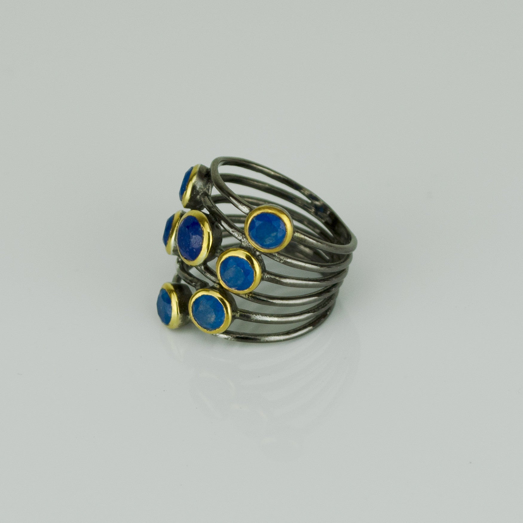 Lapis Ring, September Birthstone, Lapis Lazuli Ring, Mixed Metal Ring, Boho Ring, Bezel Set Ring